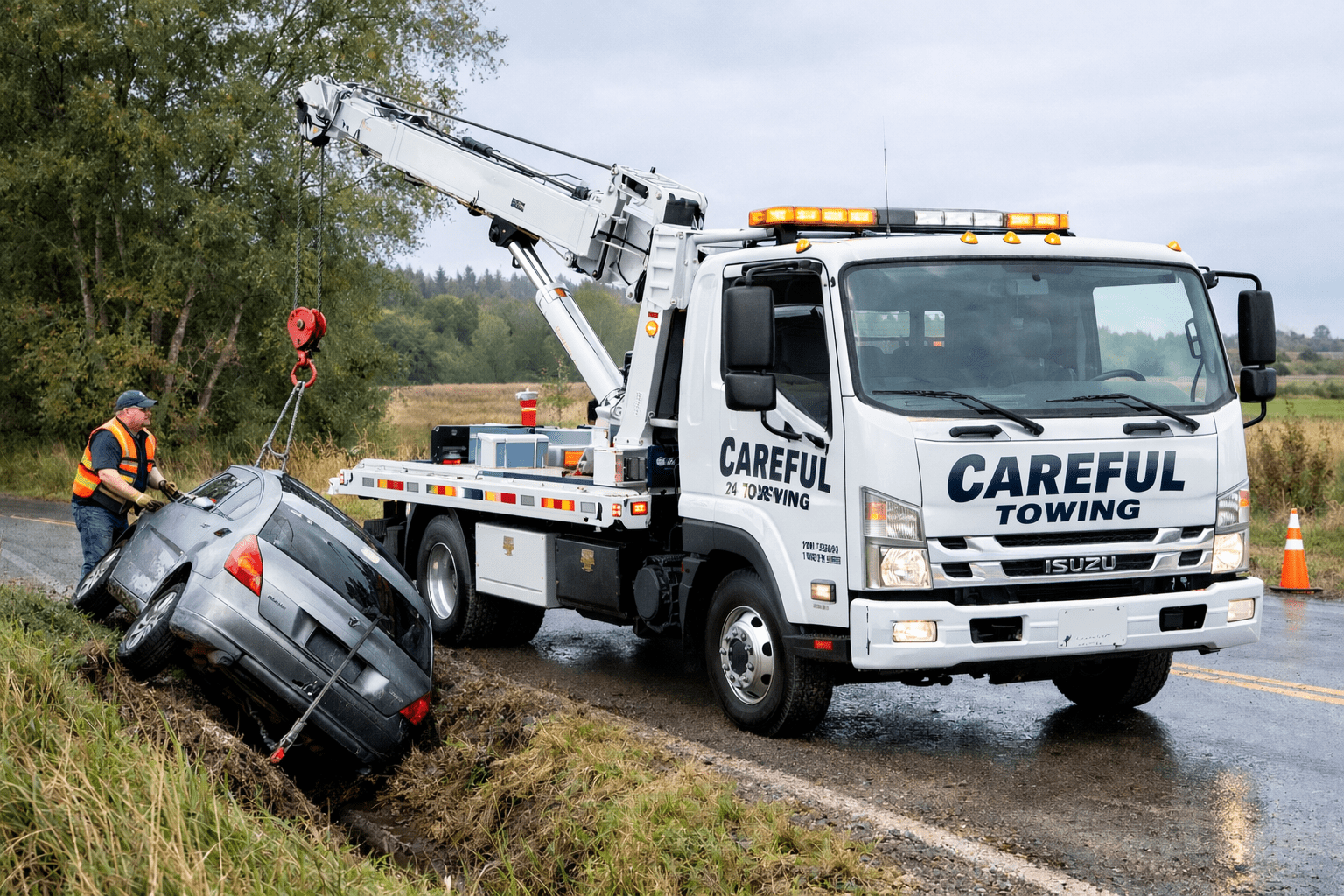 Careful Towing recovery truck winching a vehicle in Gauteng